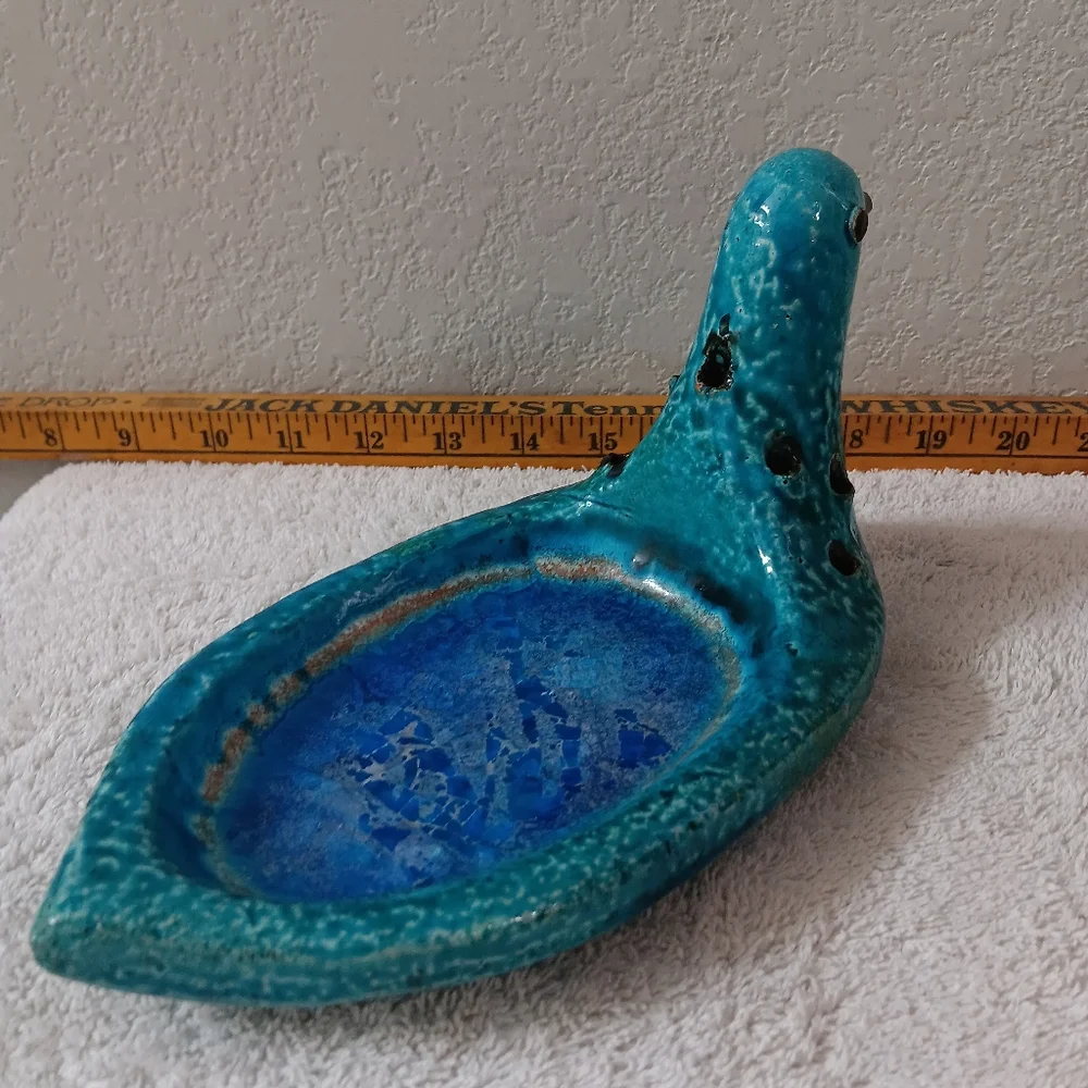 Ceramic Blue Bird Feeder